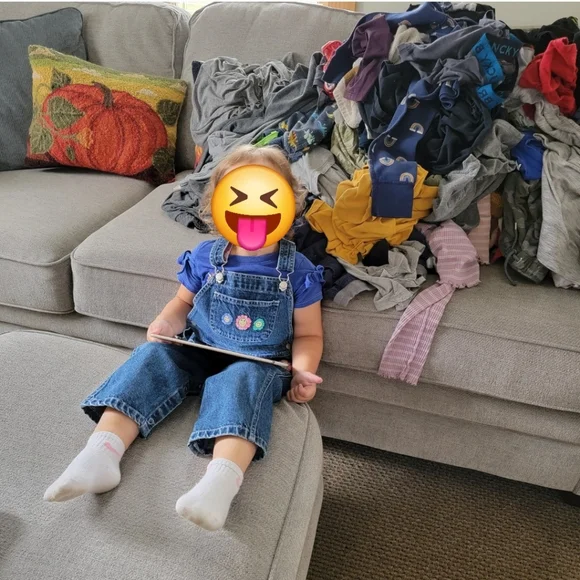 Newton Trading Co. 90s Boho Floral Smiley Face Embroidered Denim Overalls, 4T - Picture 2 of 10